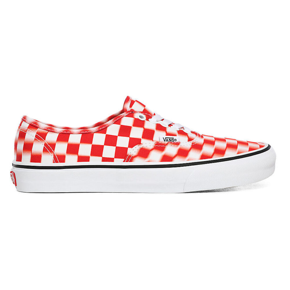 VANS Blur Check Authentic Shoes ((blur Check) True White/red) Women White, 3.5